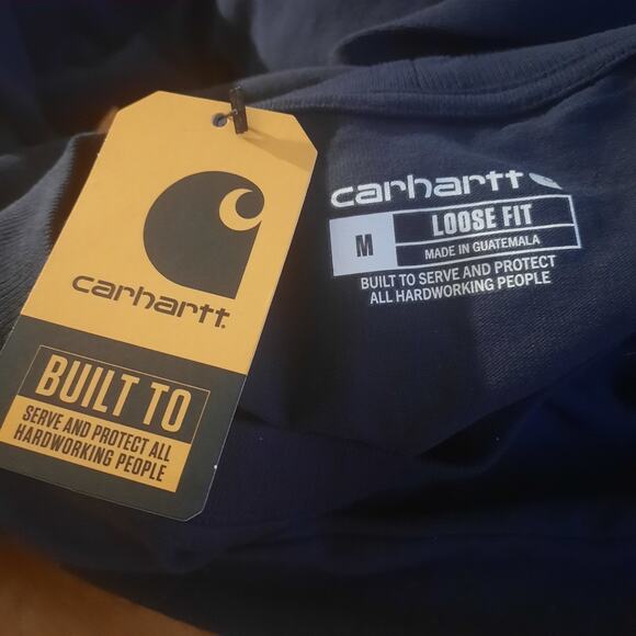 Carhartt NWT Mens Navy Loose Fit Logo Long Sleeve Crew Neck Shirt Size M - Picture 3 of 8